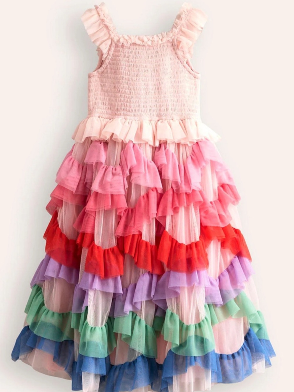 Mini Boden Pink Rainbow Ruffle Tulle Dress